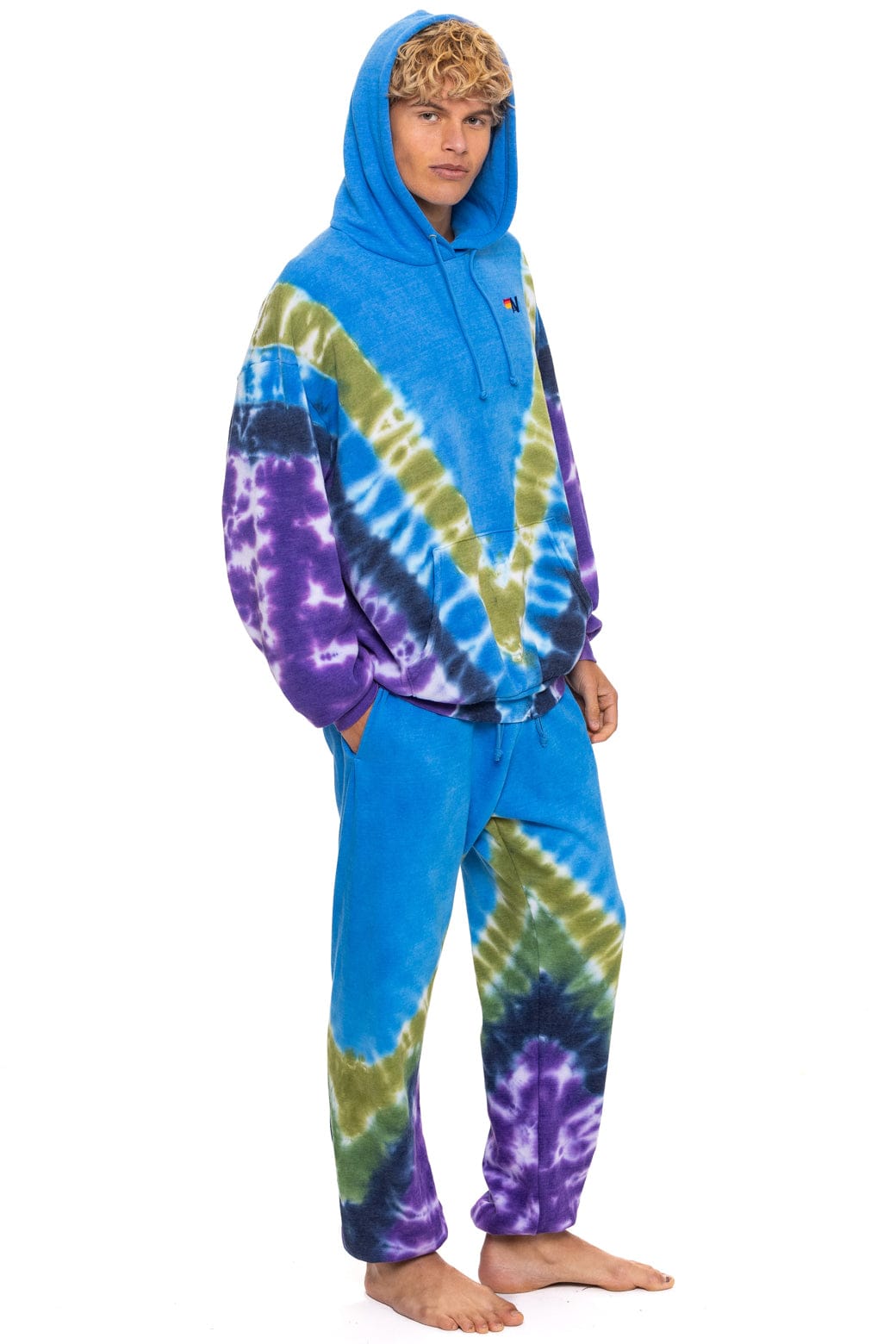 Classic HAND DYED V RELAXED PULLOVER HOODIE - TIE DYE OCEAN PURPLE