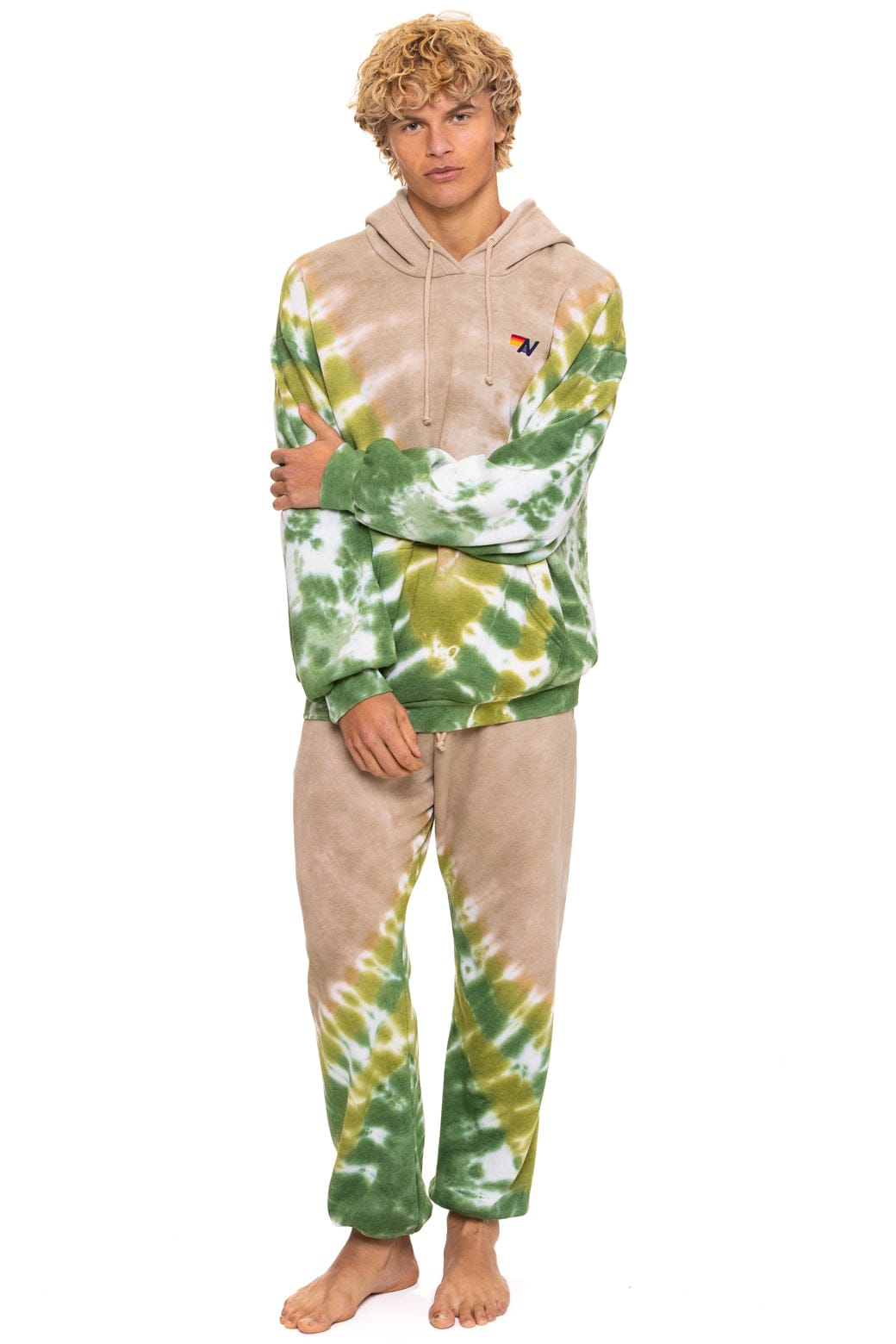 Classic HAND DYED V RELAXED PULLOVER HOODIE - TIE DYE SAND JUNGLE