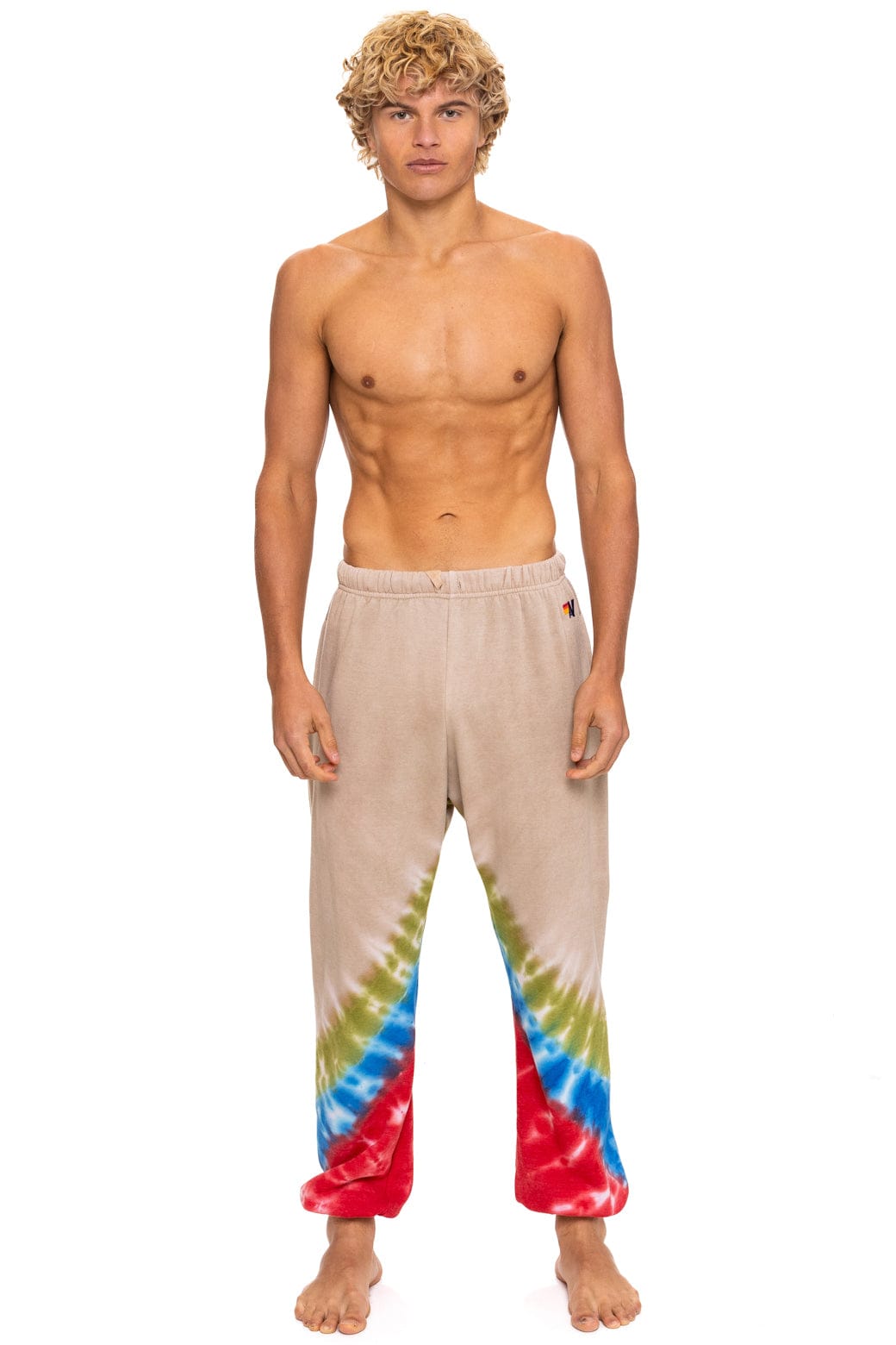 Classic HAND DYED V SWEATPANTS - TIE DYE SAND BLUE RED