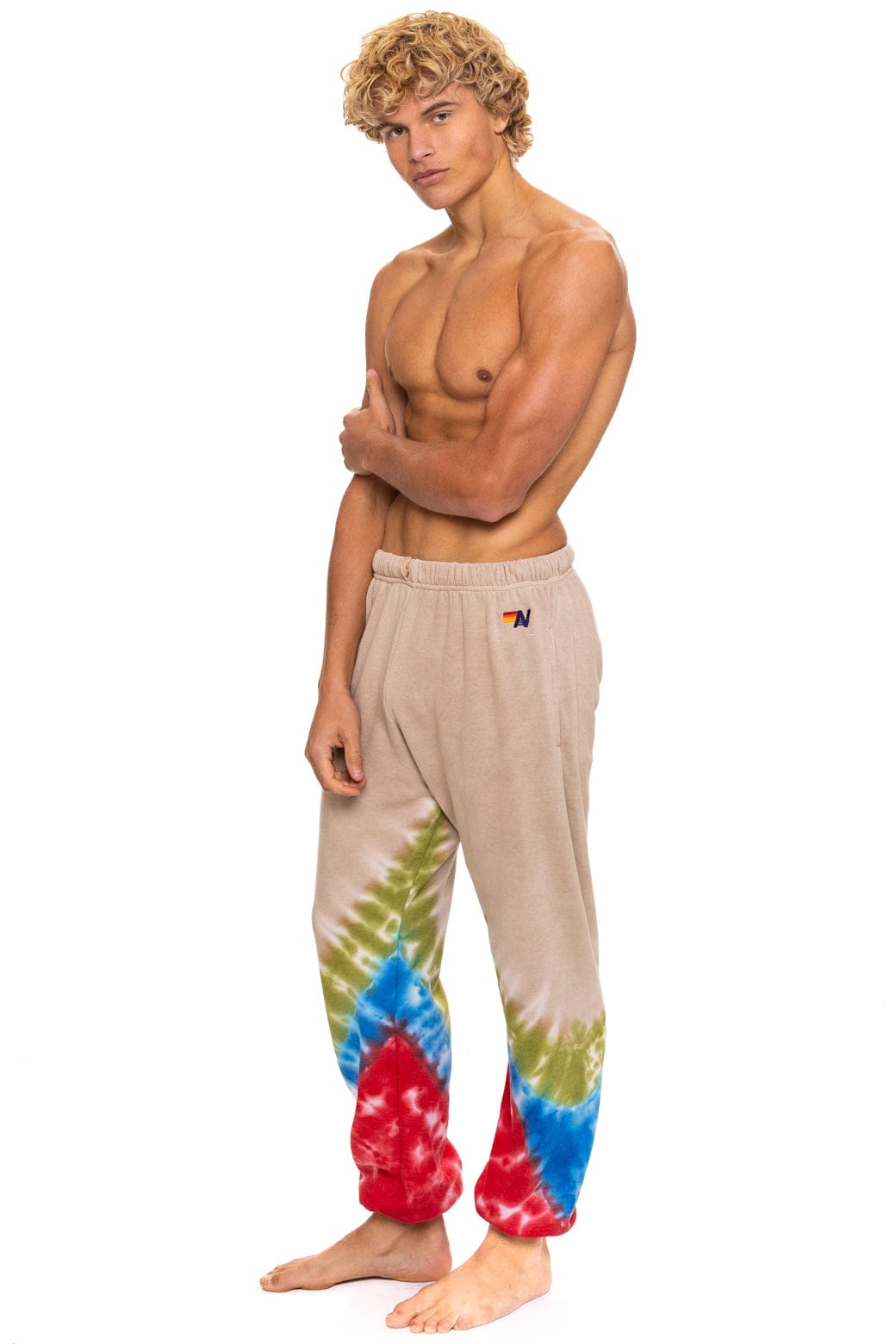 Classic HAND DYED V SWEATPANTS - TIE DYE SAND BLUE RED