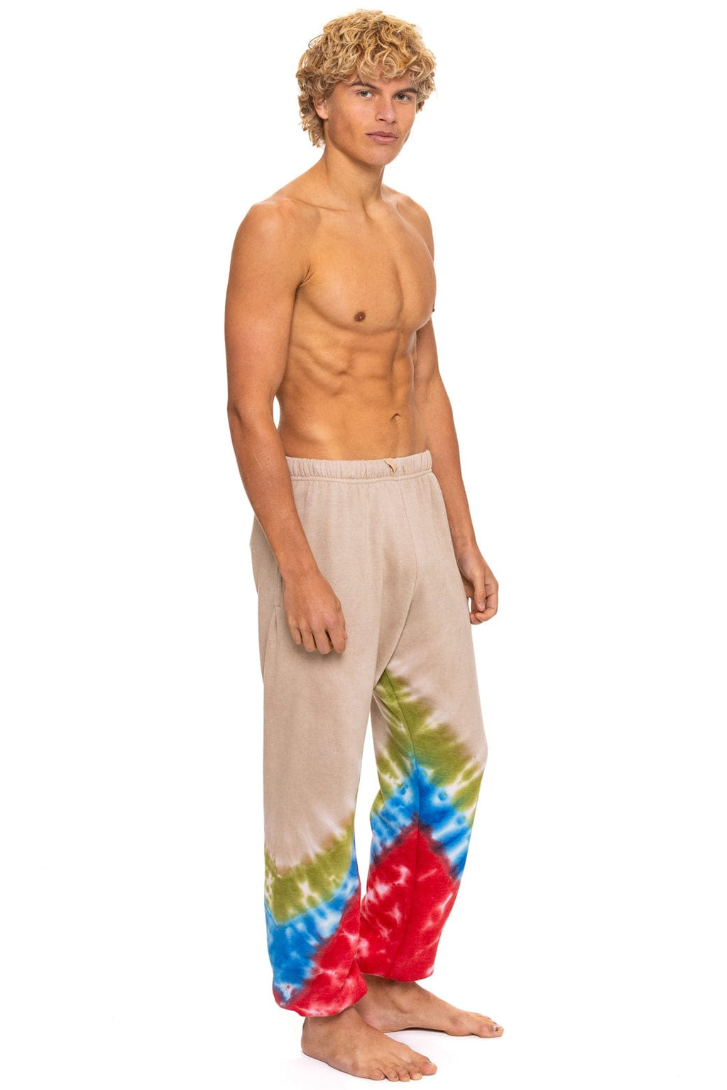 Classic HAND DYED V SWEATPANTS - TIE DYE SAND BLUE RED