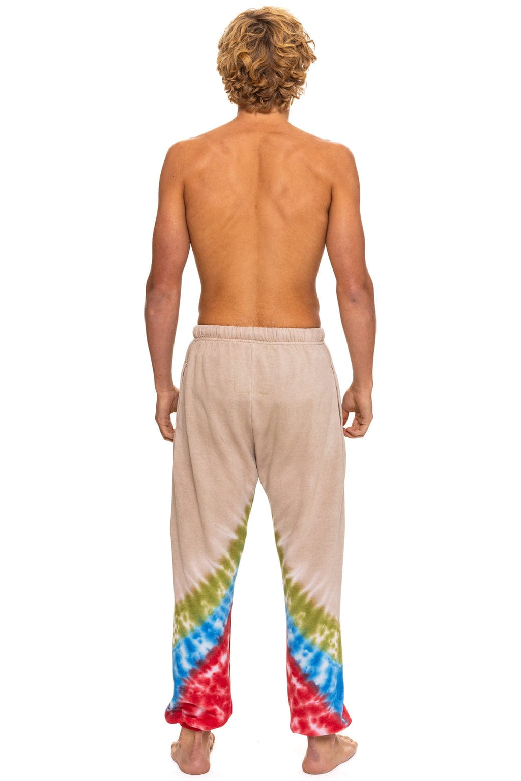 Classic HAND DYED V SWEATPANTS - TIE DYE SAND BLUE RED