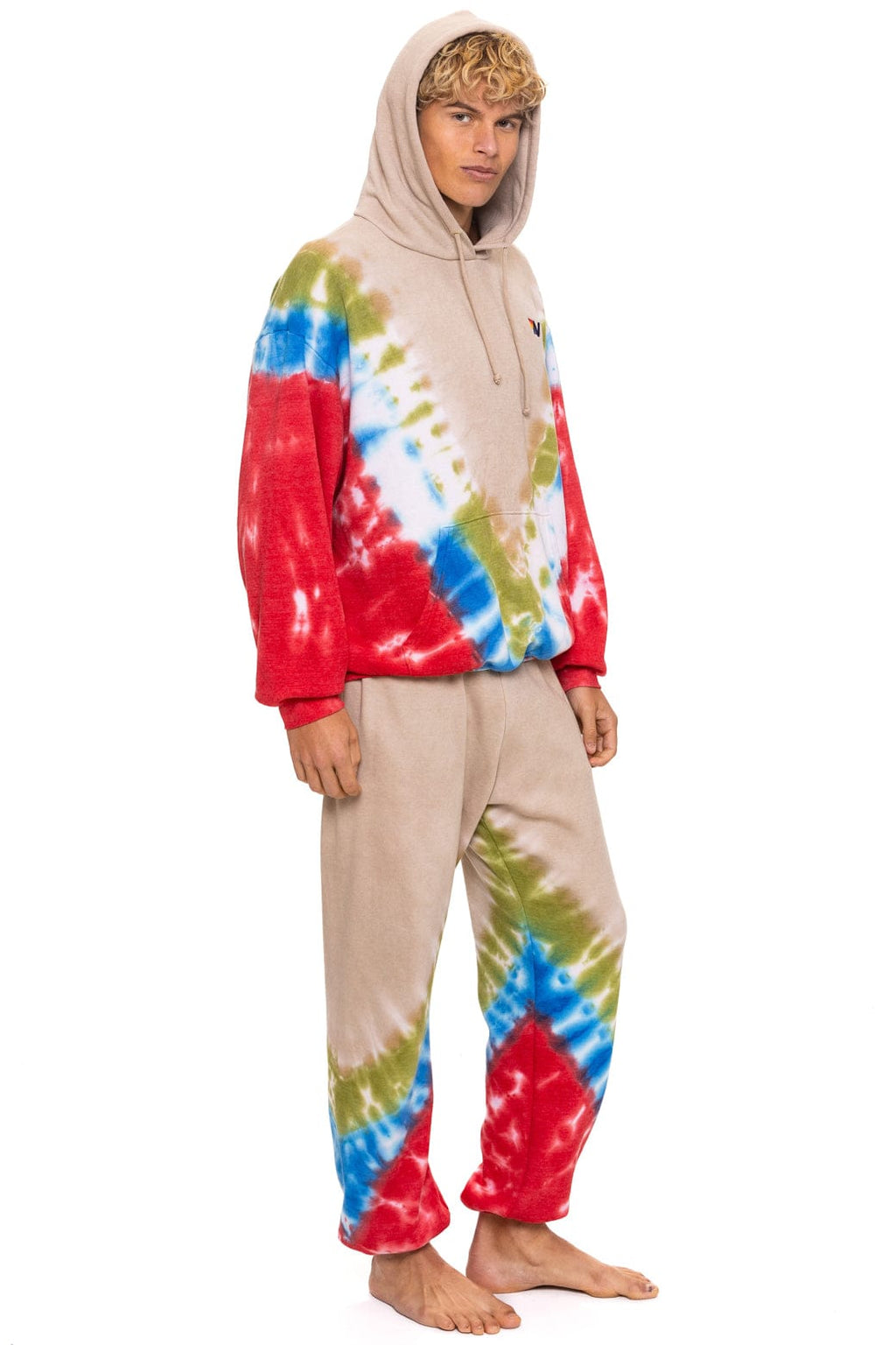 Classic HAND DYED V SWEATPANTS - TIE DYE SAND BLUE RED