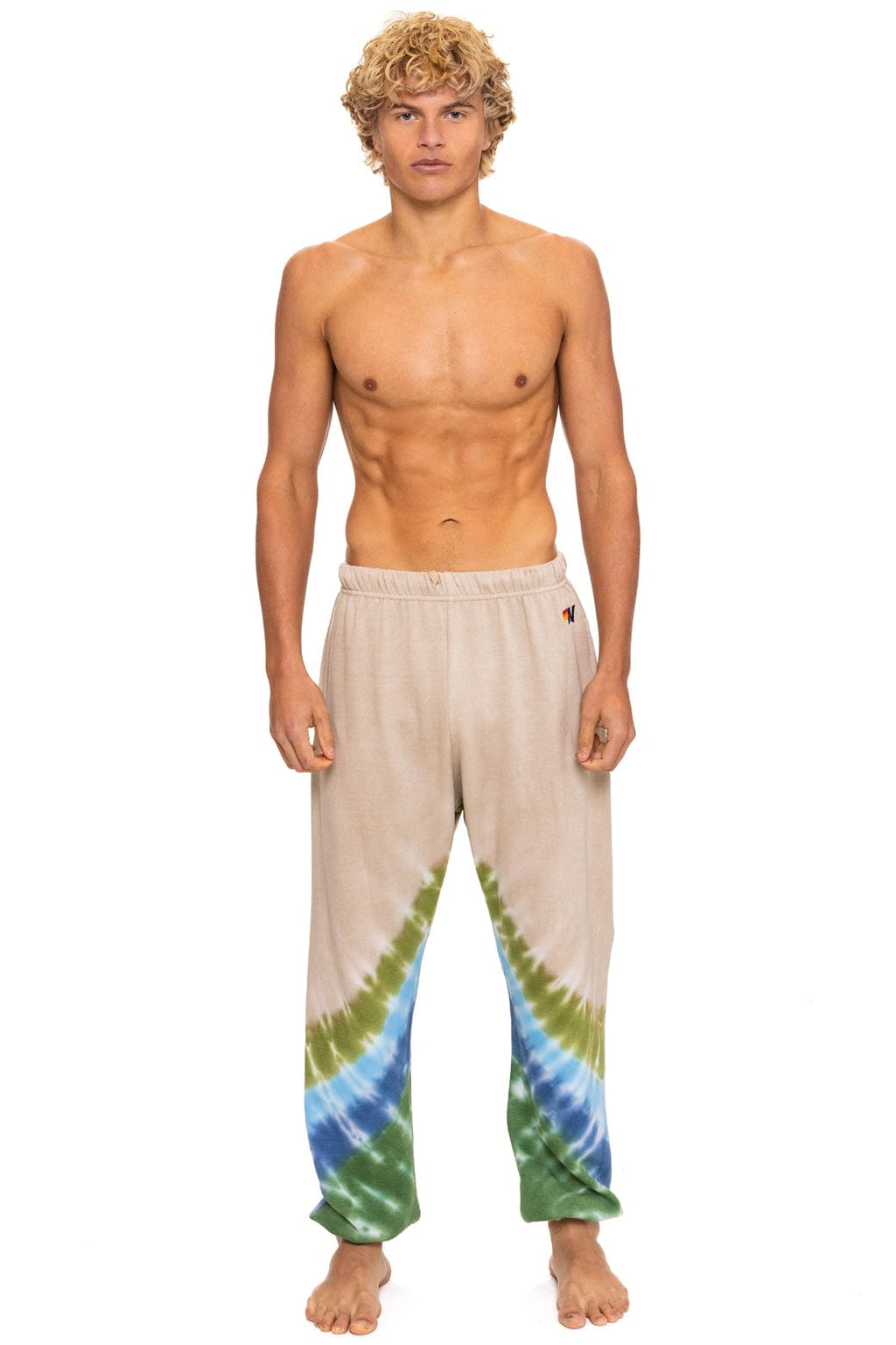 Classic HAND DYED V SWEATPANTS - TIE DYE SAND BLUE GREEN