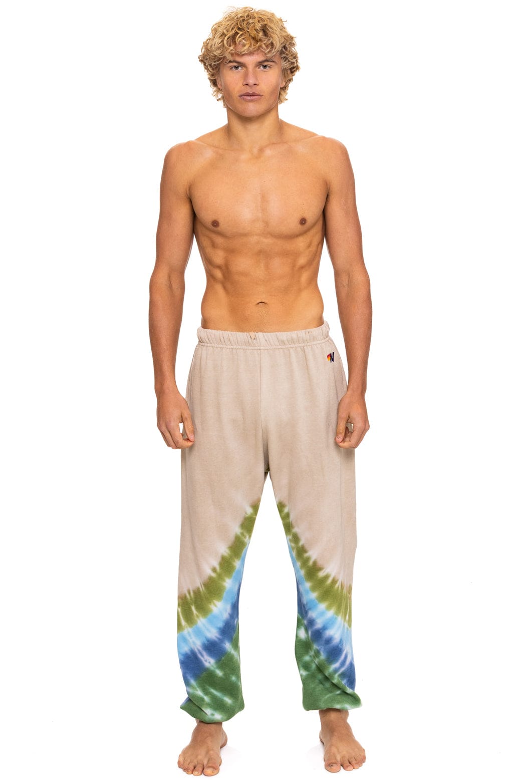 Classic HAND DYED V SWEATPANTS - TIE DYE SAND BLUE GREEN