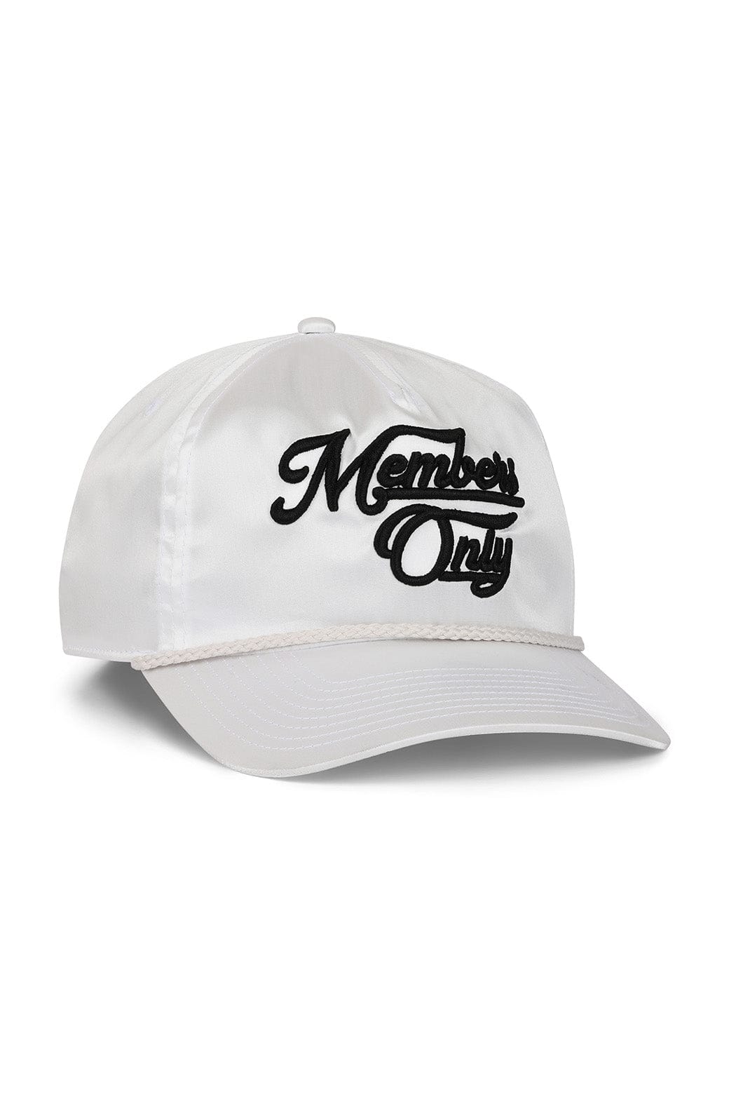 Classic MEMBERS EXCLUSIVE VINTAGE SATIN SCRIPT TRUCKER HAT - WHITE BLACK