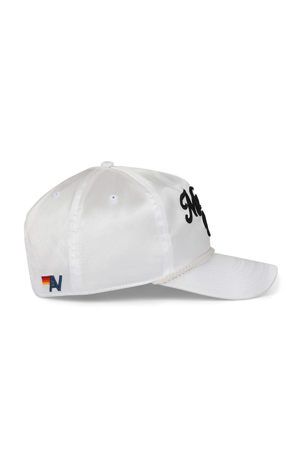 Classic MEMBERS EXCLUSIVE VINTAGE SATIN SCRIPT TRUCKER HAT - WHITE BLACK