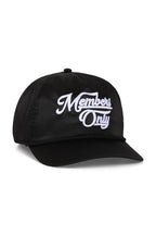 Classic MEMBERS EXCLUSIVE VINTAGE SATIN SCRIPT TRUCKER HAT - BLACK WHITE