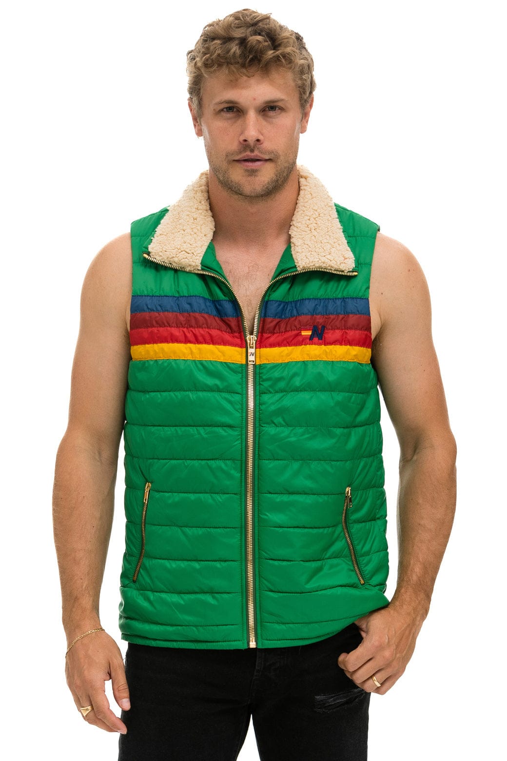 Classic MENS 4 STRIPE VEST SHERPA- AMAZON
