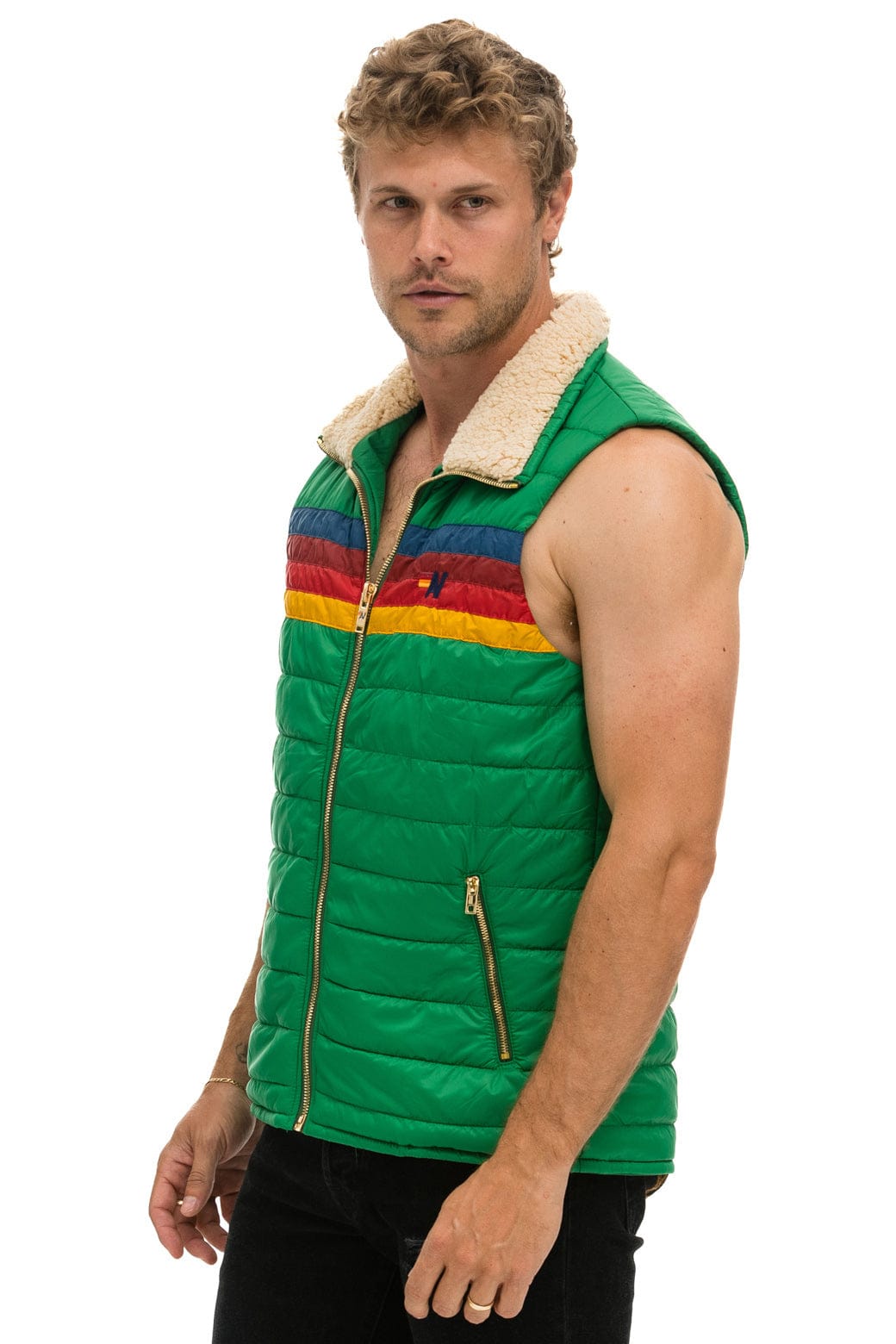 Classic MENS 4 STRIPE VEST SHERPA- AMAZON