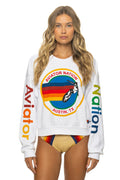 Classic AVIATOR NATION AUSTIN CREW SWEATSHIRT - WHITE