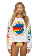 Classic AVIATOR NATION AUSTIN CREW SWEATSHIRT - WHITE