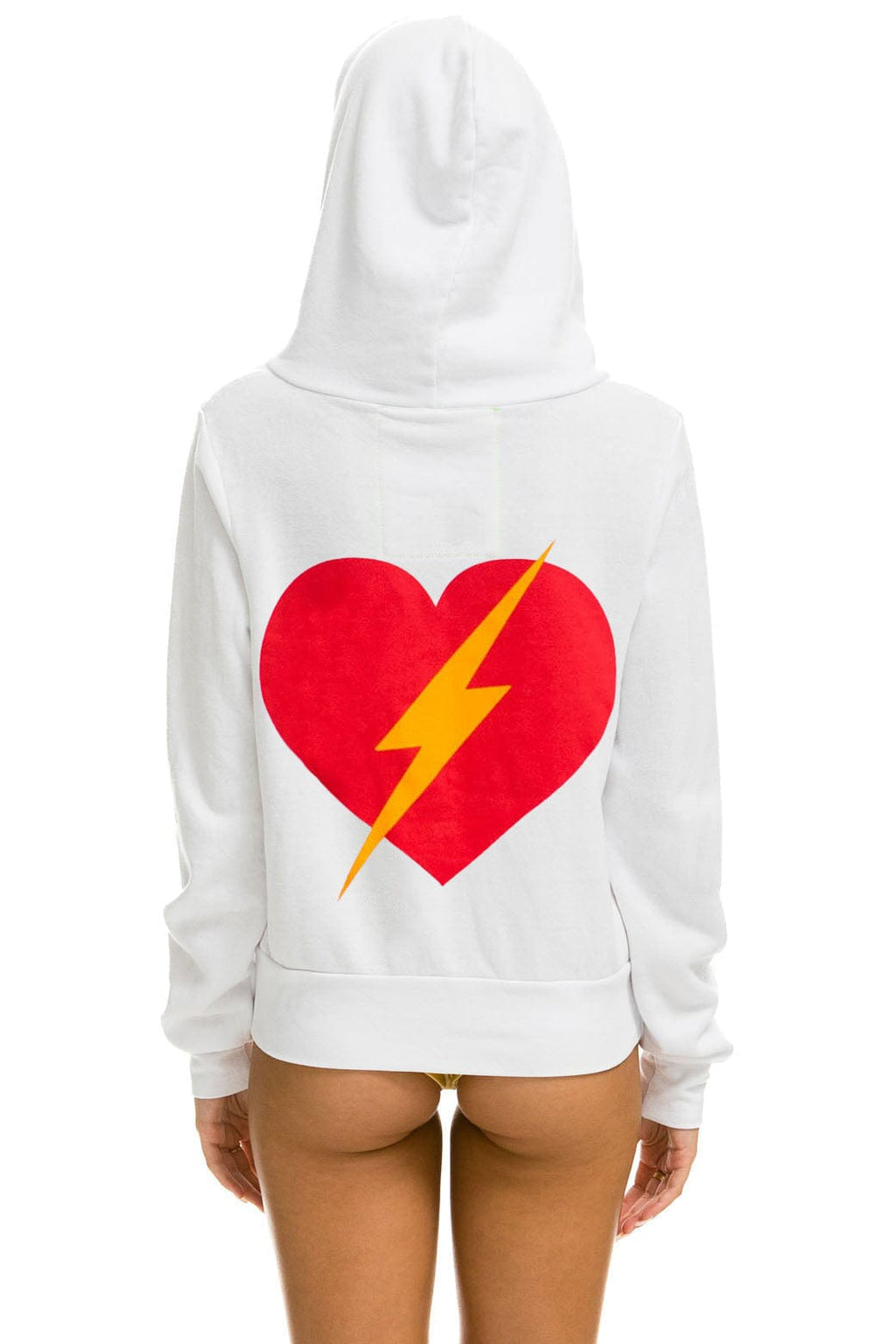 Classic BOLT HEART ZIP HOODIE - WHITE