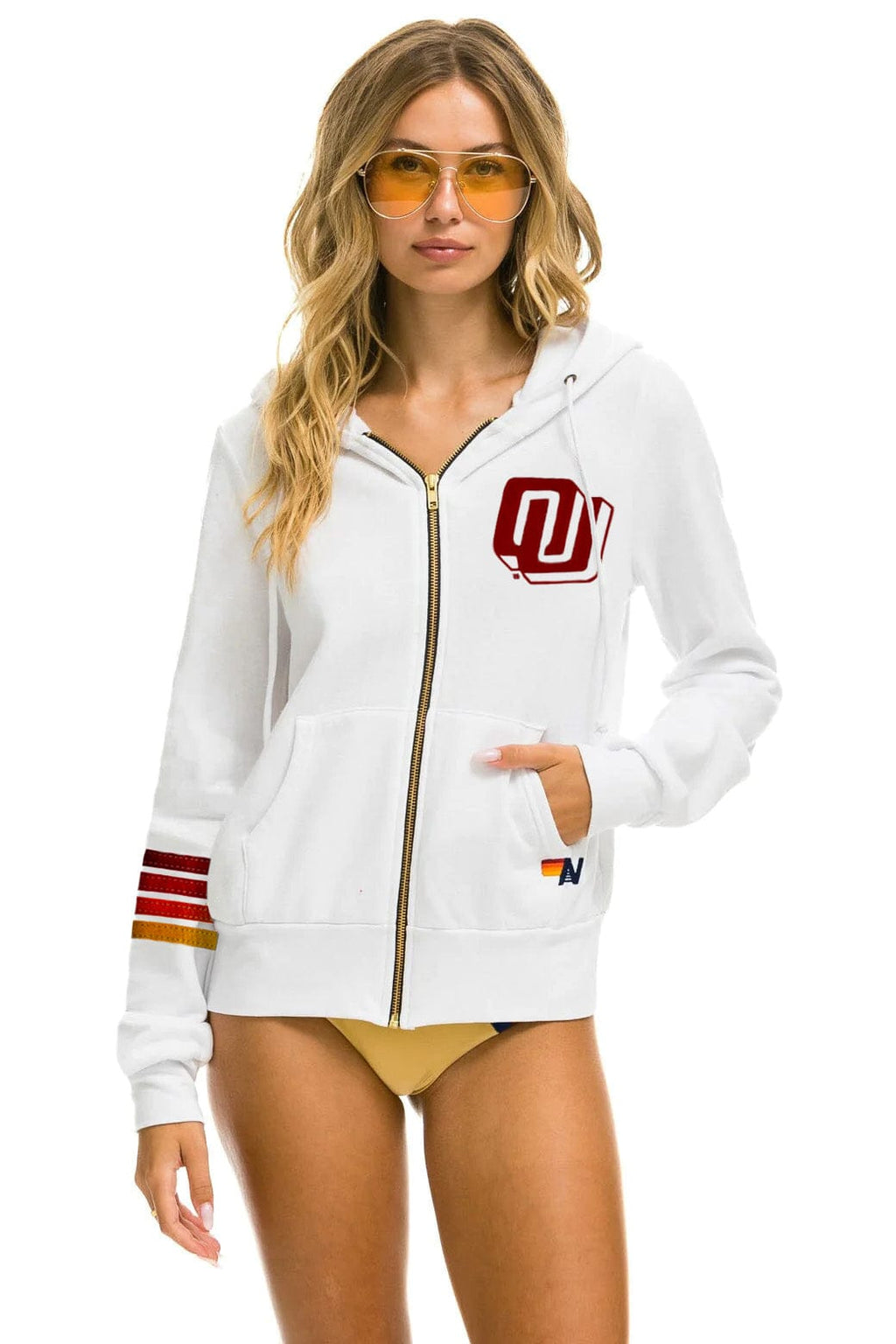 Classic UNIVERSITY OF OKLAHOMA SOONERS ZIP HOODIE - WHITE