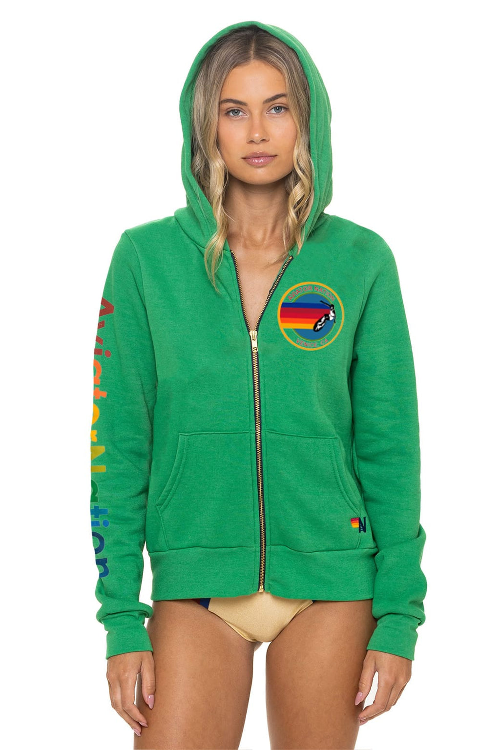 Classic AVIATOR NATION VENICE ZIP HOODIE - KELLY GREEN