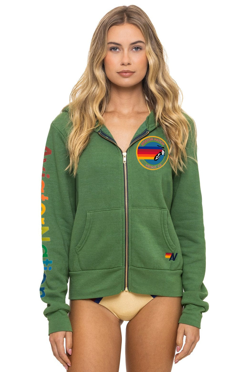 Classic AVIATOR NATION VENICE ZIP HOODIE - PALM