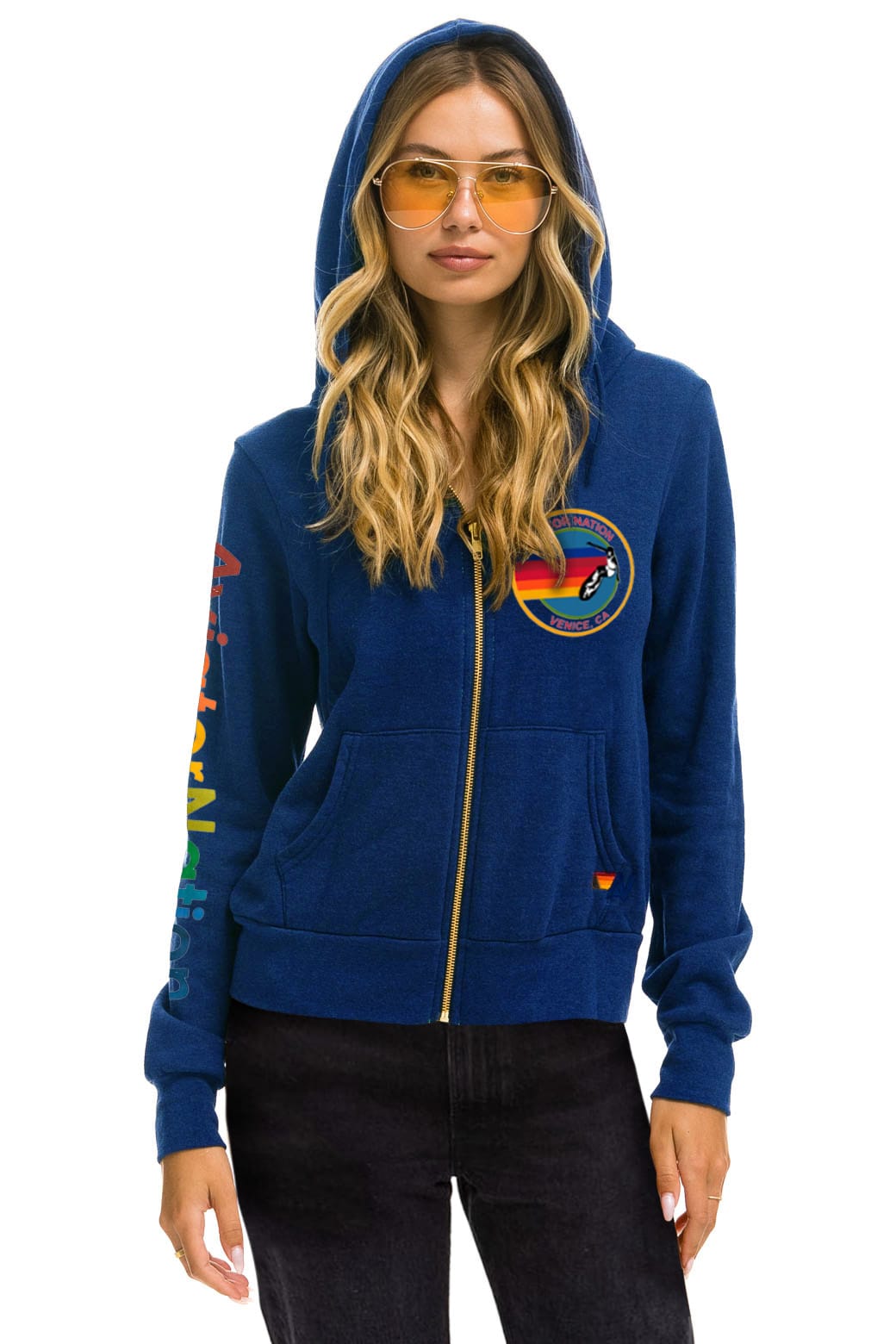 Classic AVIATOR NATION VENICE ZIP HOODIE - ROYAL