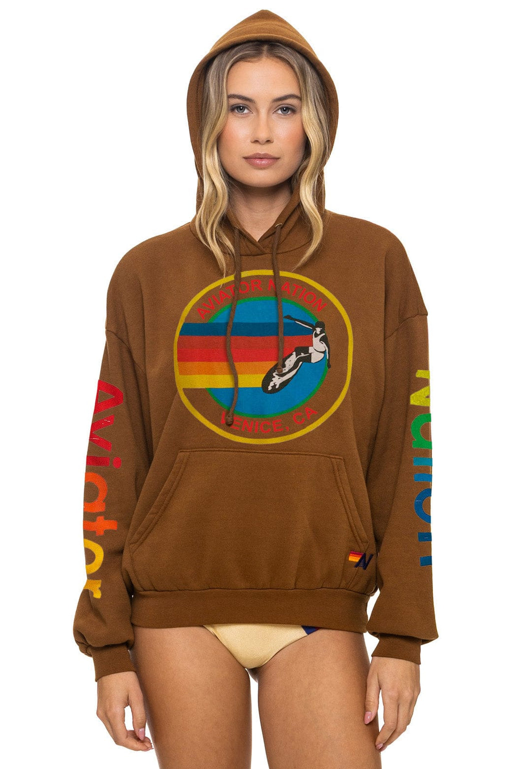 Classic AVIATOR NATION RELAXED PULLOVER HOODIE - CINNAMON