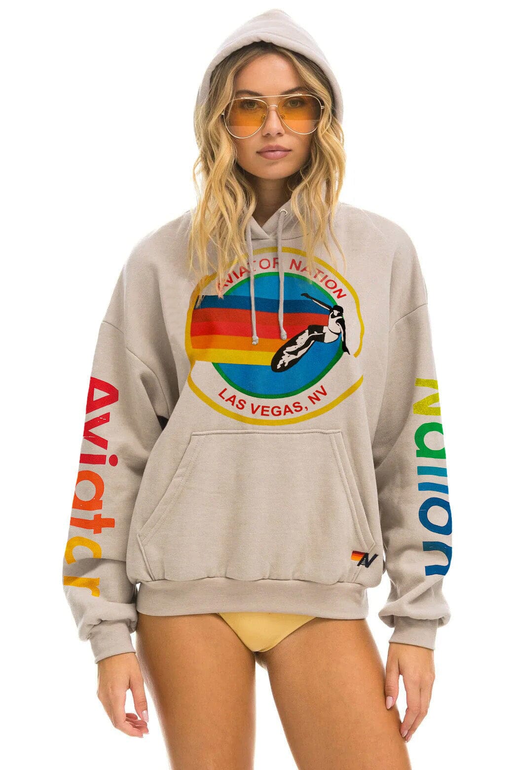 Classic AVIATOR NATION LAS VEGAS RELAXED PULLOVER HOODIE - SAND