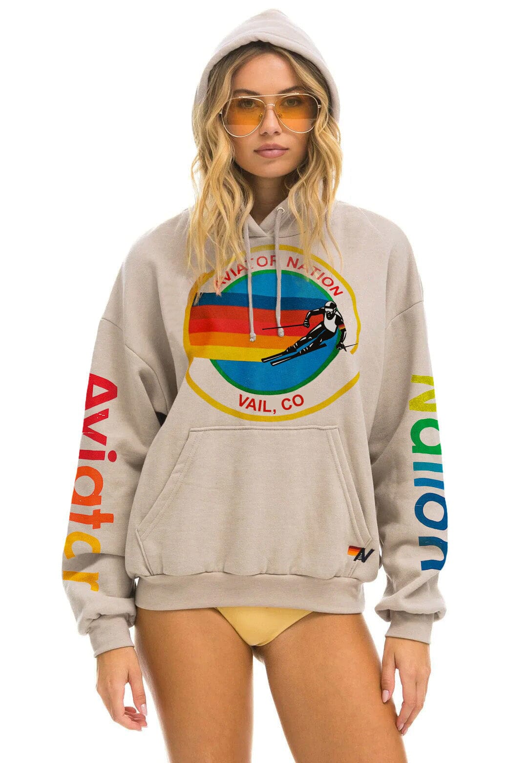 Classic AVIATOR NATION VAIL RELAXED PULLOVER HOODIE - SAND