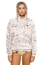 Classic BANDANA QUILTED RELAXED PULLOVER HOODIE - VINTAGE WHITE