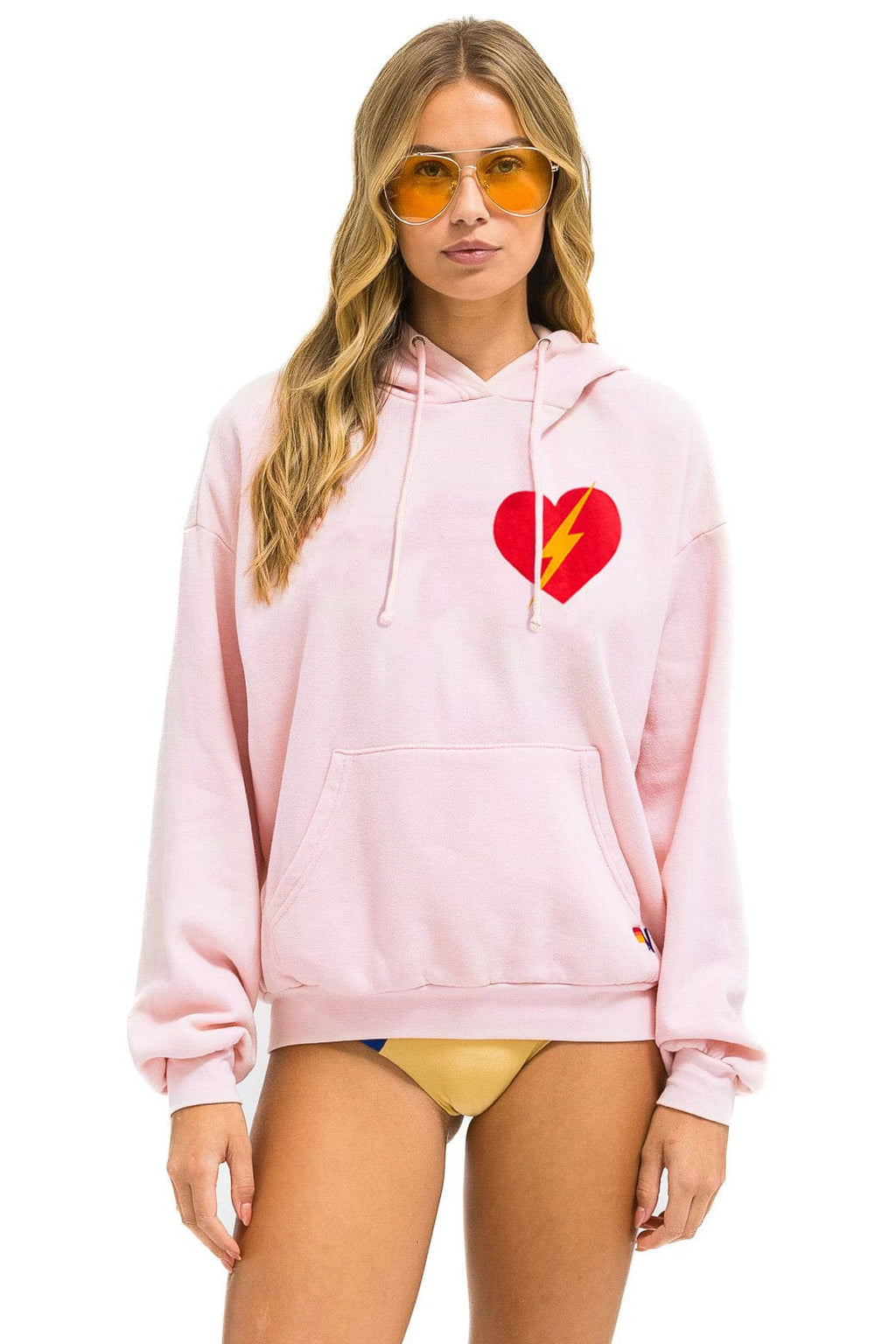 Classic BOLT HEART PULLOVER RELAXED HOODIE - LIGHT PINK