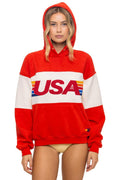 Classic USA RELAXED PULLOVER HOODIE - RED VINTAGE WHITE