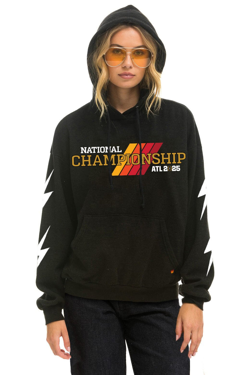 Classic CFP NATIONAL CHAMPIONSHIP TEAMS 2025 RELAXED PULLOVER HOODIE - BLACK