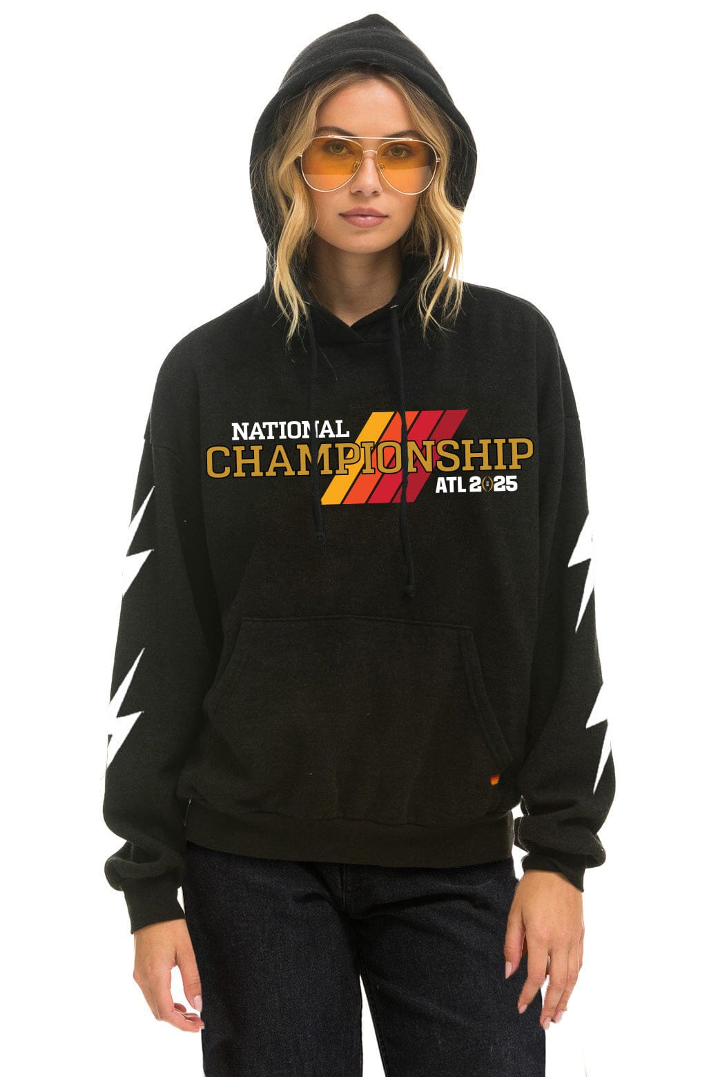 Classic CFP NATIONAL CHAMPIONSHIP TEAMS 2025 RELAXED PULLOVER HOODIE - BLACK