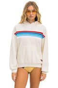 Classic 5 STRIPE AMERICA RELAXED PULLOVER HOODIE - VINTAGE WHITE USA