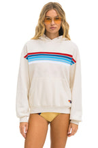 Classic 5 STRIPE AMERICA RELAXED PULLOVER HOODIE - VINTAGE WHITE USA