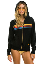Classic 5 STRIPE HOODIE - BLACK