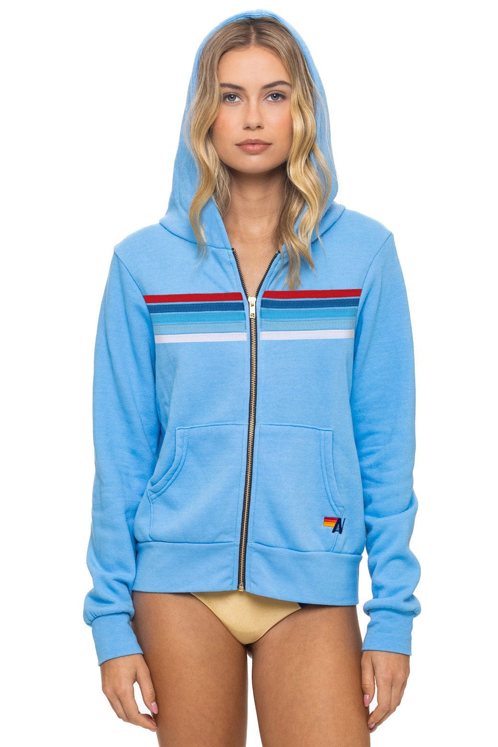 Classic 5 STRIPE AMERICA ZIP HOODIE - SKY USA