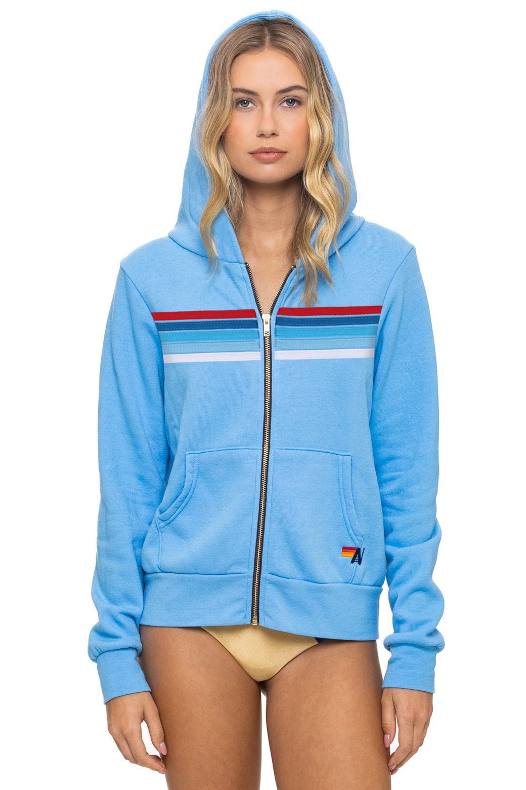 Classic 5 STRIPE AMERICA ZIP HOODIE - SKY USA