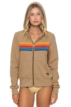 Classic 5 STRIPE HOODIE - TAN
