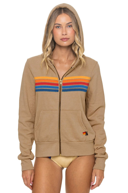 Classic 5 STRIPE HOODIE - TAN