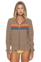 Classic 5 STRIPE HOODIE - TAUPE