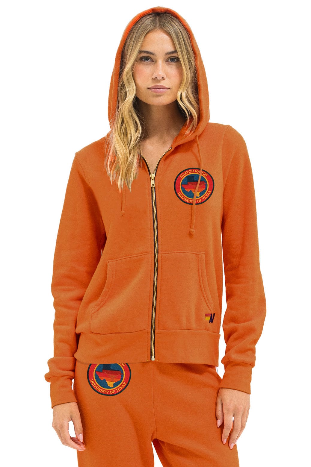 Classic UNIVERSITY OF TEXAS CIRCLE PRINT ZIP HOODIE - BURNT ORANGE