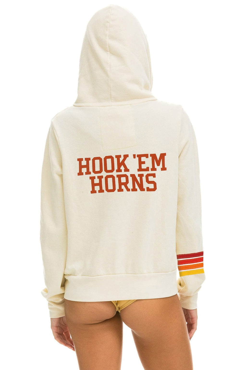 Classic UNIVERSITY OF TEXAS CIRCLE HOOK EM ZIP HOODIE - VINTAGE WHITE