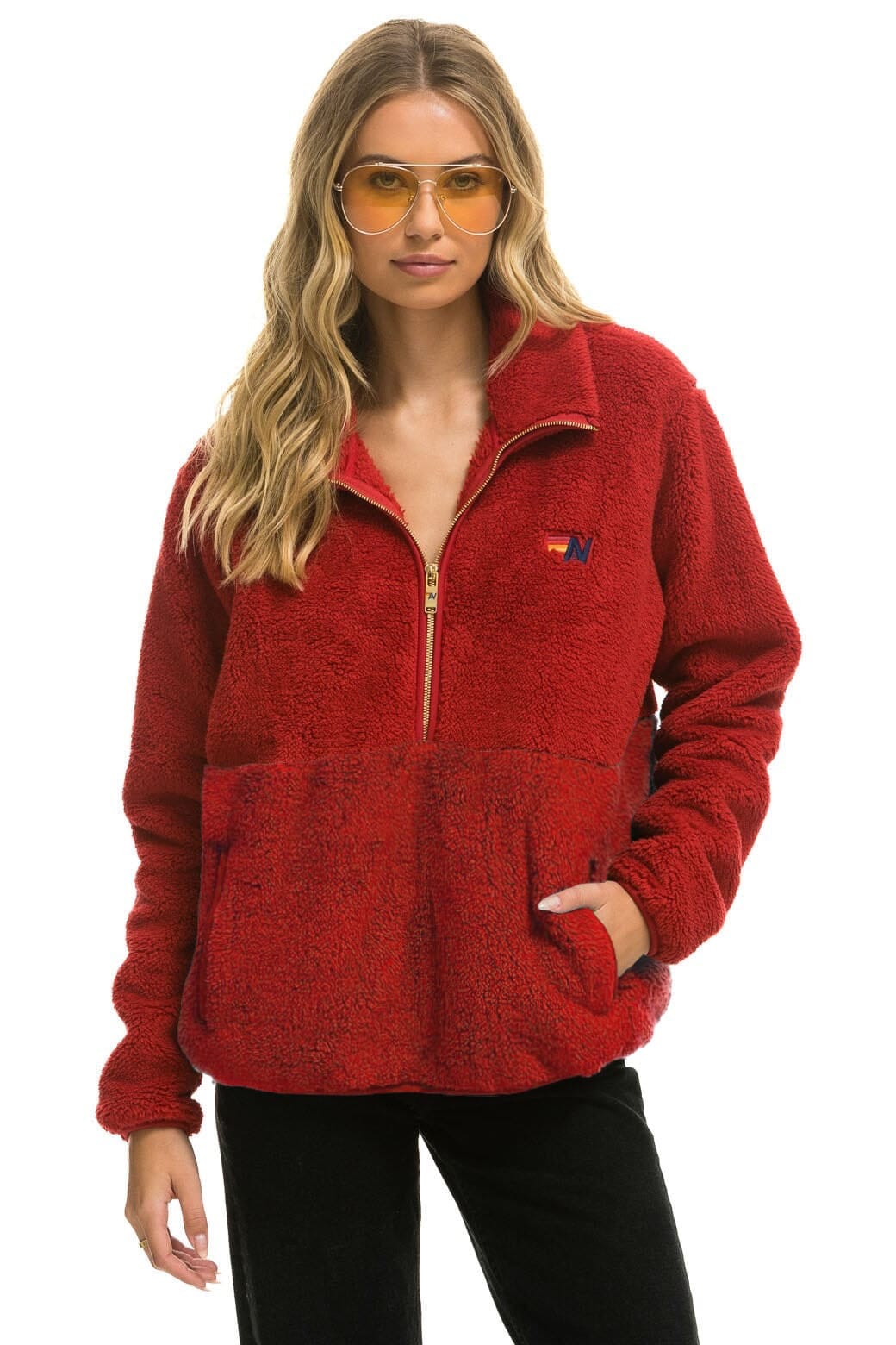 Classic TEDDY UNISEX HALF ZIP JACKET - CHERRY