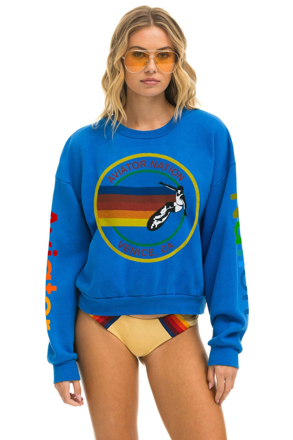 Classic AVIATOR NATION RELAXED VENICE CREW SWEATSHIRT - ADVENTURE BLUE