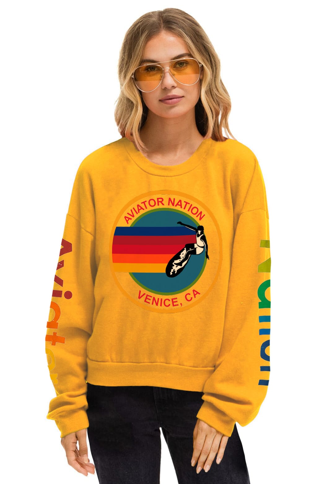 Classic AVIATOR NATION RELAXED VENICE CREW SWEATSHIRT - GOLD