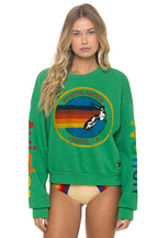 Classic AVIATOR NATION RELAXED VENICE CREW SWEATSHIRT - KELLY GREEN