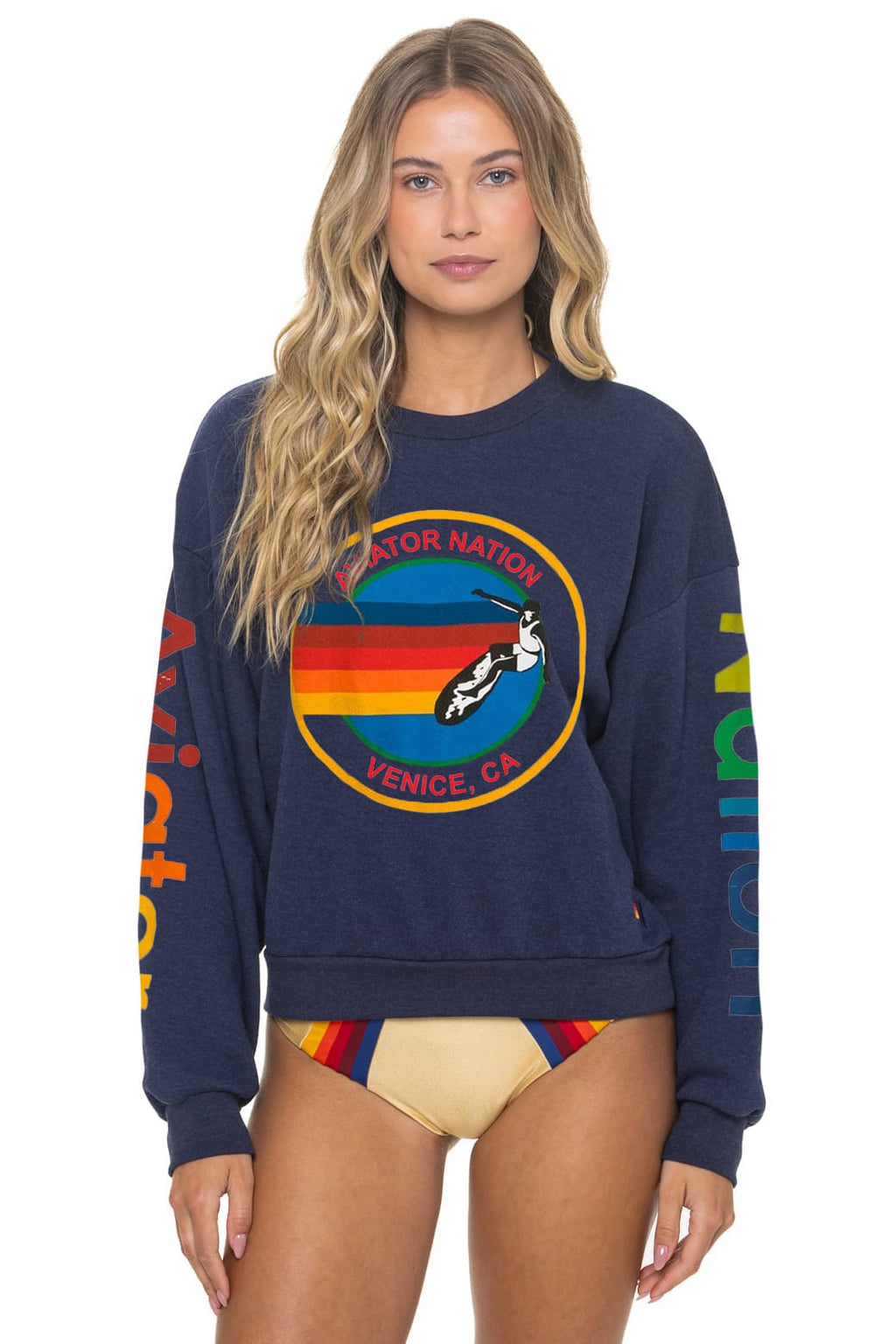 Classic AVIATOR NATION RELAXED VENICE CREW SWEATSHIRT - NAVY