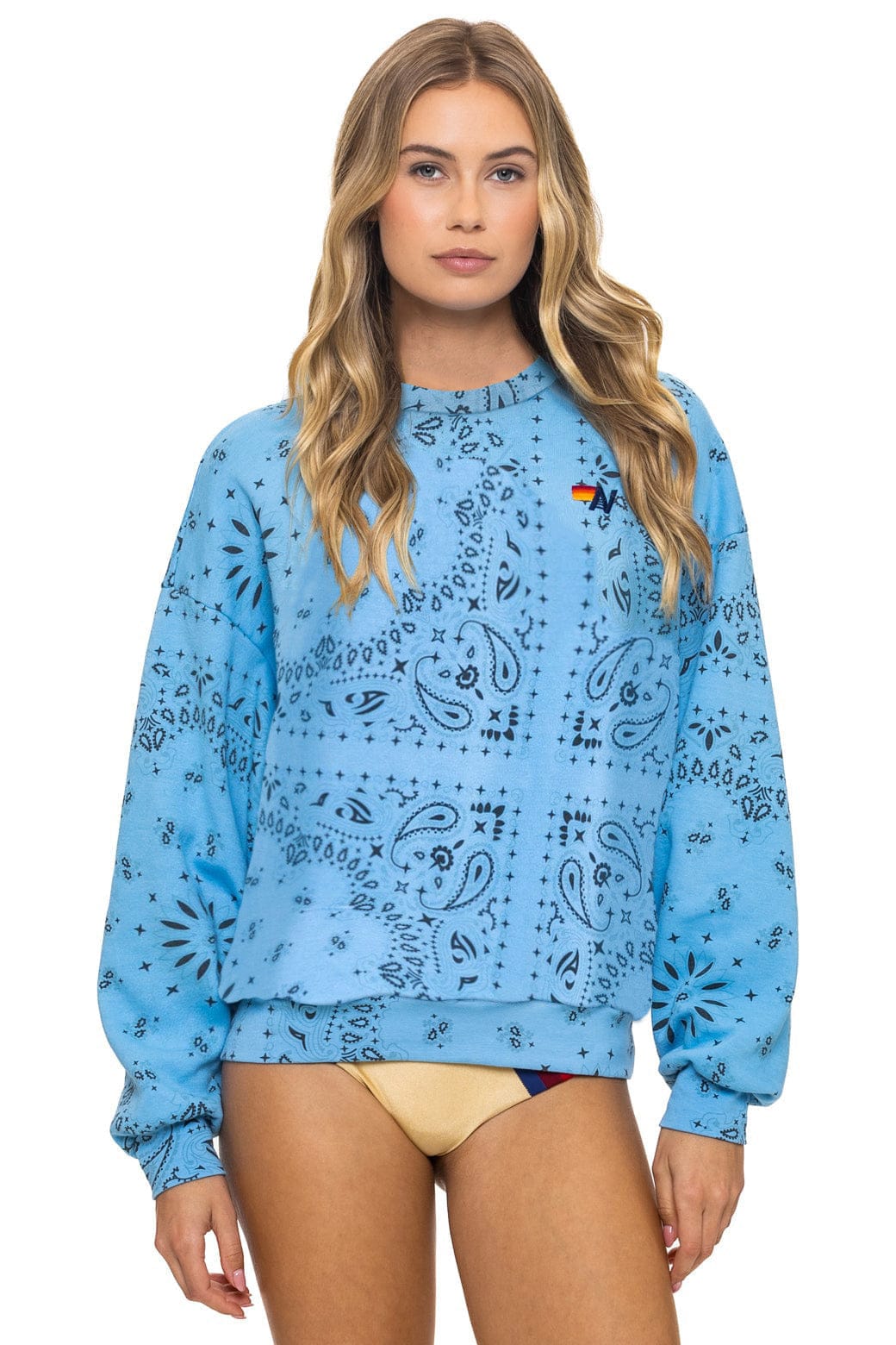 Classic BANDANA RELAXED CREW SWEATSHIRT - SKY