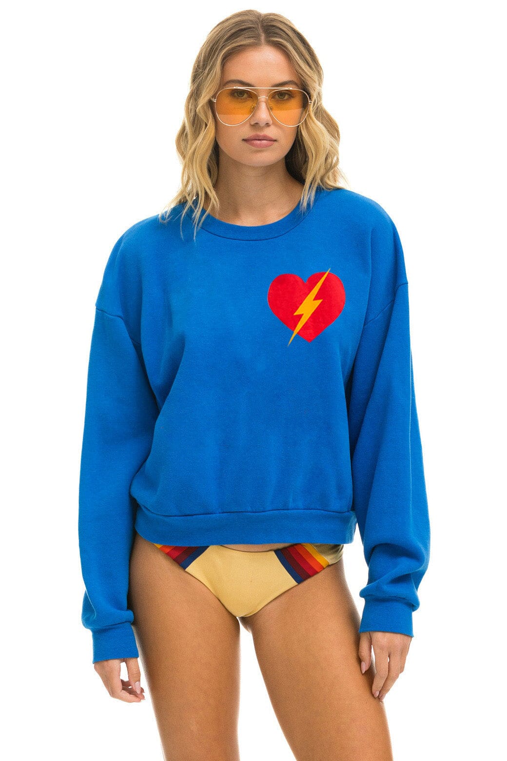 Classic BOLT HEART RELAXED CREW SWEATSHIRT - ADVENTURE BLUE