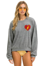 Classic BOLT HEART RELAXED CREW SWEATSHIRT - HEATHER GREY