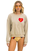 Classic BOLT HEART RELAXED CREW SWEATSHIRT - SAND