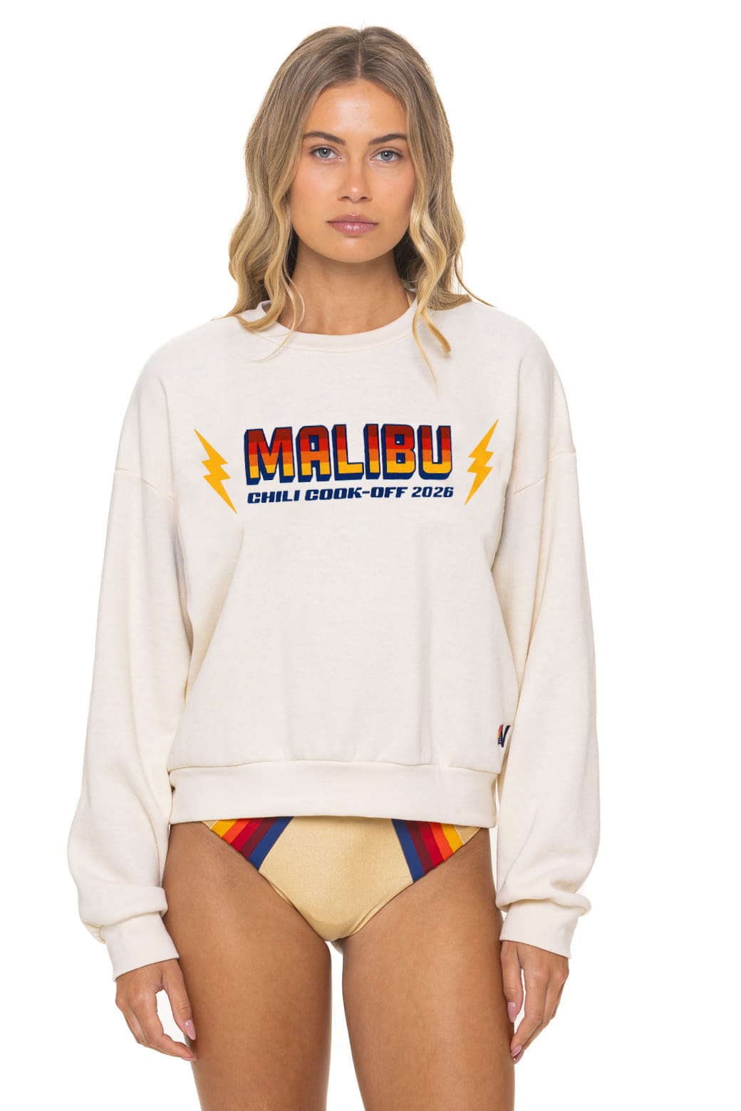 Classic MALIBU CHILI COOK-OFF 2026 RELAXED CREW SWEATSHIRT - VINTAGE WHITE
