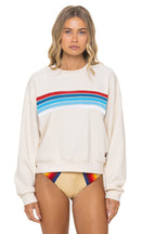 Classic 5 STRIPE AMERICA RELAXED CREW SWEATSHIRT - VINTAGE WHITE USA